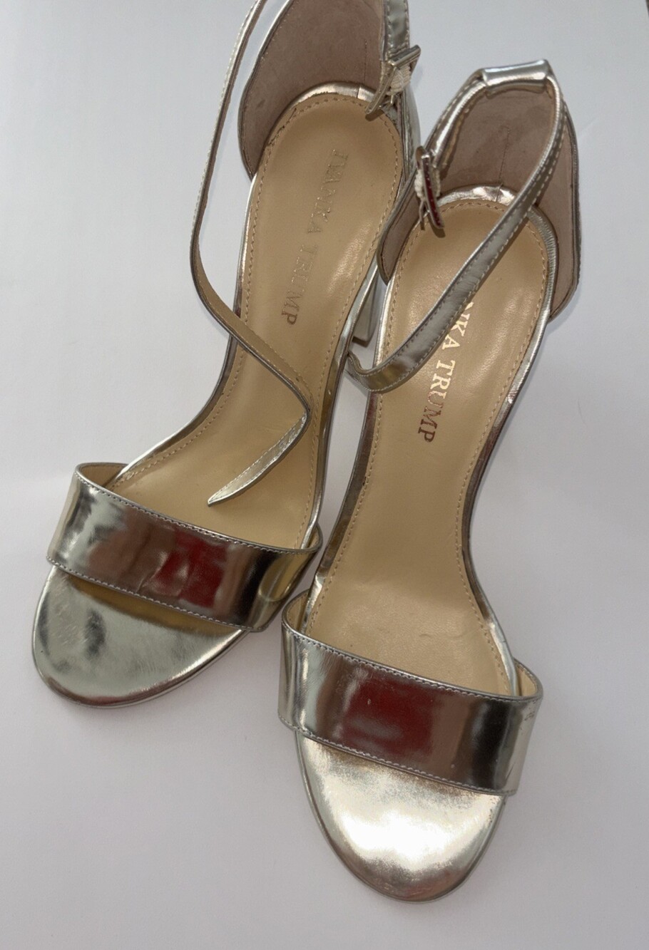 Ivanka Trump Gold Heels style ITKLOVER Size 7.5 Ankle Strap